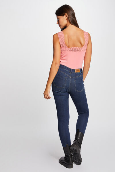 Vest top wide straps with lace coral ladies'