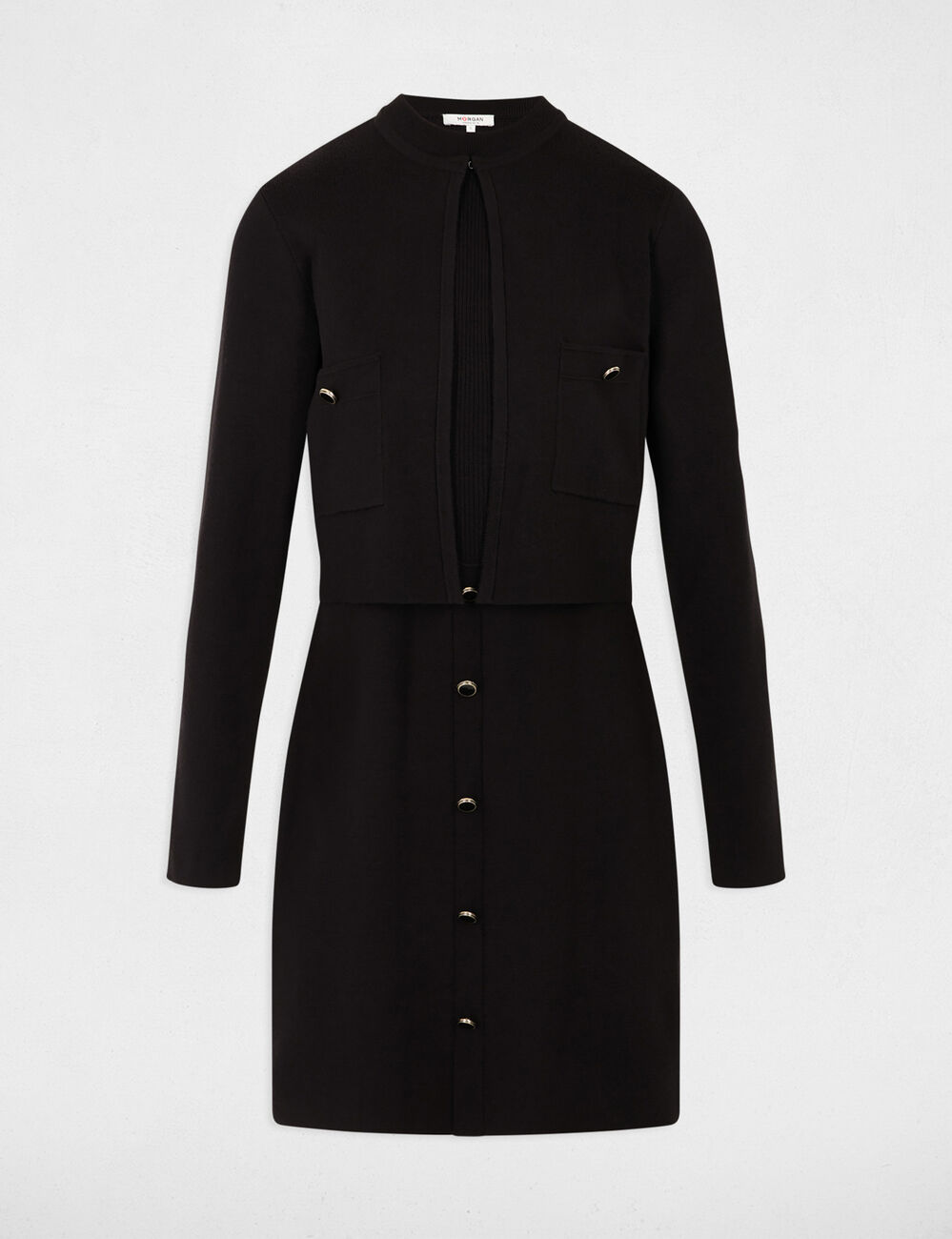 Short 2-in-1 effect dress black women