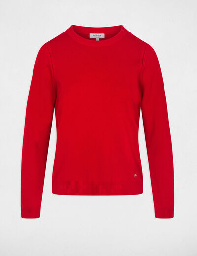 Textured knit sweater red women