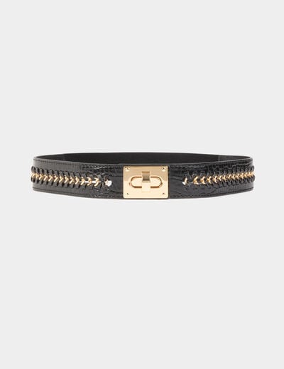 Wide elastic belt black women