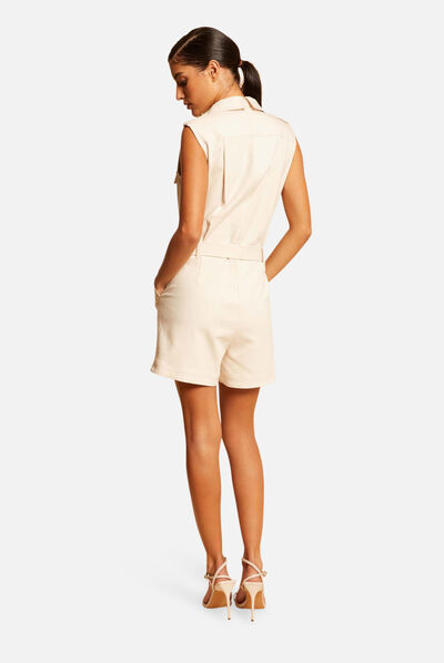 Sleeveless straight playsuit ivory ladies'