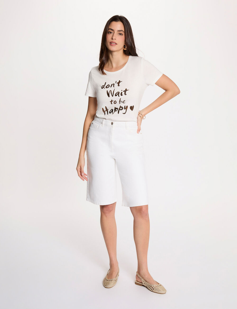 Round neck short-sleeve t-shirt white women