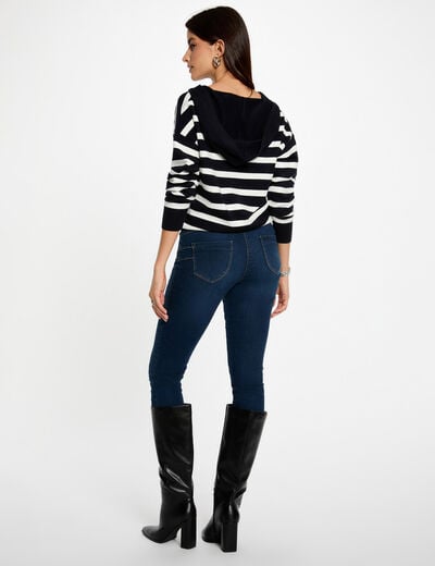 Striped hoodie sweater navy blue women