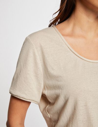 Short-sleeved t-shirt beige ladies'