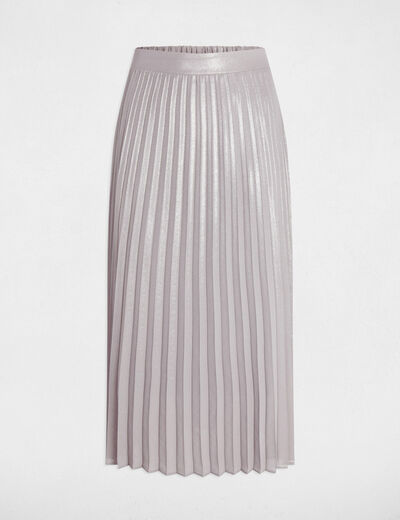 Maxi pleated skirt silver color women