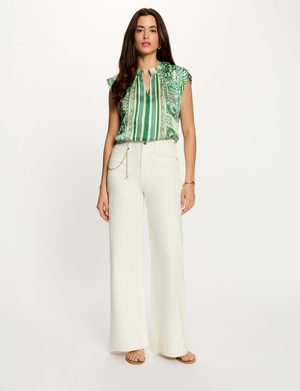 Sleeveless blouse with V-neck multicolor women