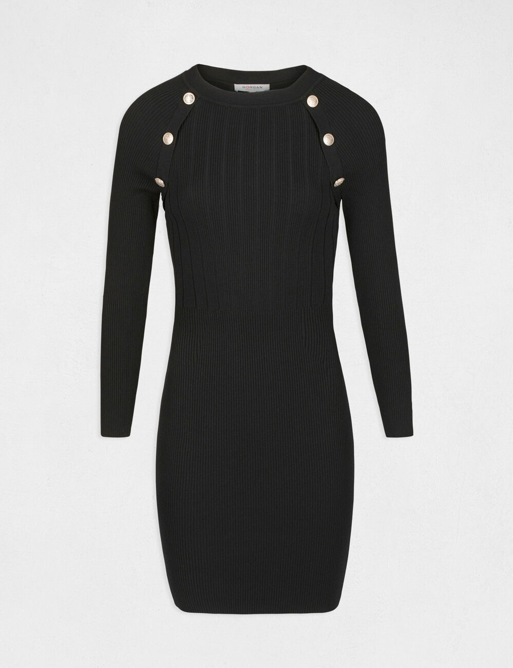 Fitted jumper dress with buttons black women