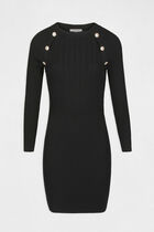 Fitted jumper dress with buttons black women