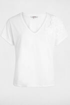 V-neck short-sleeve t-shirt white women
