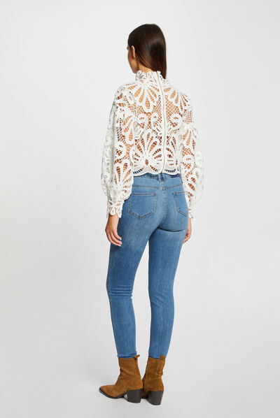 Long-sleeved blouse with lace ecru ladies'