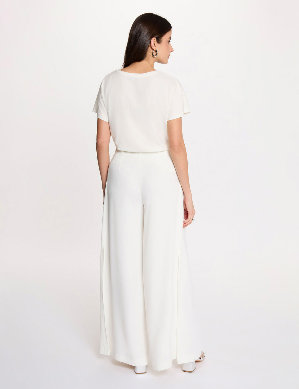Flowy wide-leg trousers white women