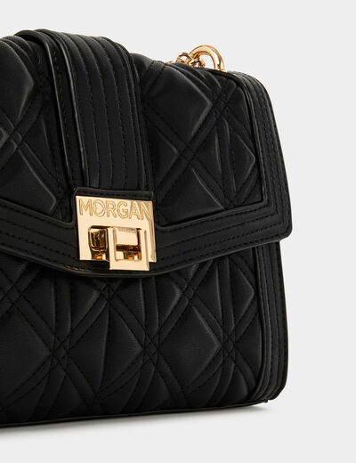 Quilted bag with chain strap black ladies'