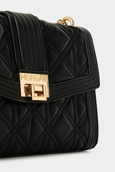 Quilted bag with chain strap black ladies'