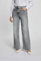 high waisted wide leg jeans denim snow grey women High-waisted wide-leg jeans denim snow grey women