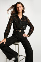 Combinaison longue dentelle noir femme