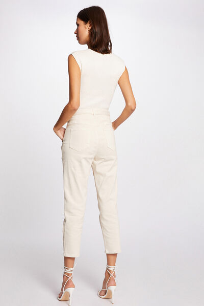 Zipped jumper with short sleeves ivory ladies'