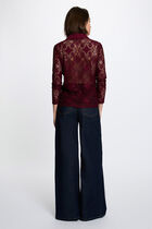 Lace shirt with a notched collar bordeaux women