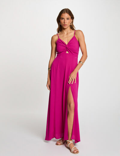 Straight maxi dress with slit purple women