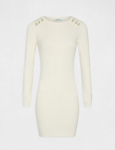Fitted jumper dress with long sleeves ivory ladies'