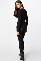 Long-sleeved jumper wrap-over neckline black women