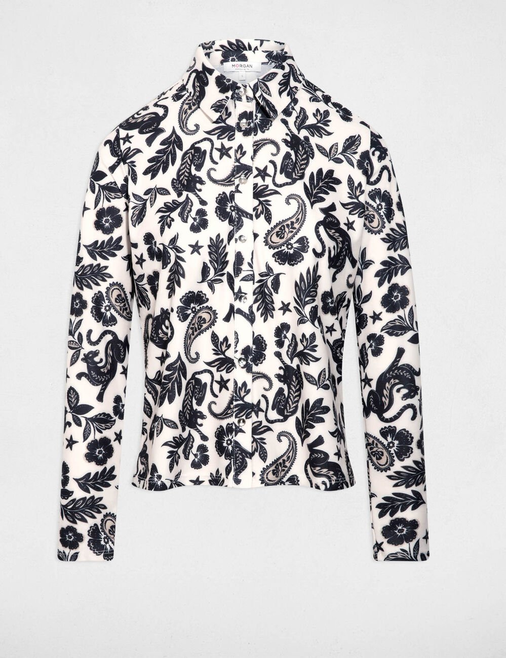 T-shirt with a turned-up collar white women