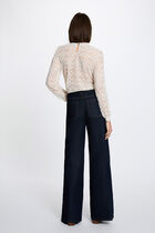 Long-sleeve lace t-shirt ivory women