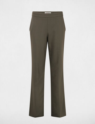 Cigarette trousers with darts khaki green women