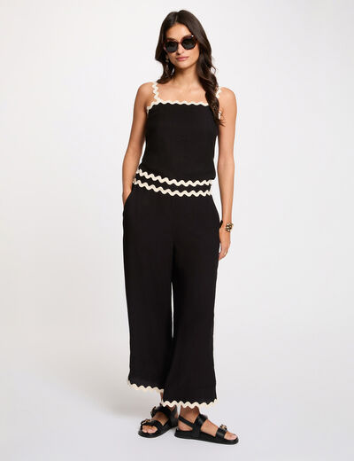 Wide-leg cropped trousers black women