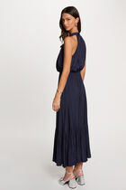 Maxi loose A-line dress navy blue women
