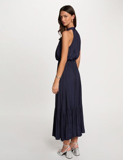 Maxi loose A-line dress navy blue women