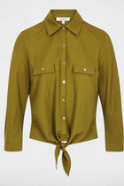 Tied shirt with notched collar women