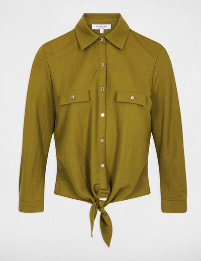 Tied shirt with notched collar women
