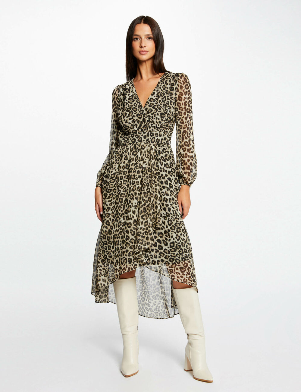 Midi wrap dress leopard print multicolored women