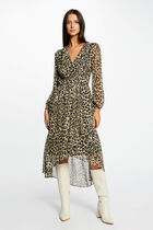 Midi wrap dress leopard print multicolored women