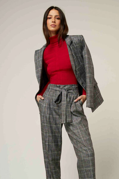 Checked straight city blazer mid-grey ladies'