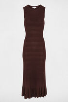 Long knitted sleeveless dress dark brown women