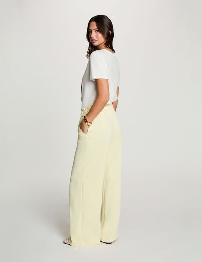 Wide leg trousers pastel yellow women