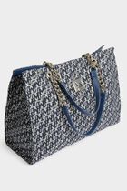 Shopper bag monogram print stone wash denim women