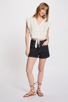 Tied shirt with v-neck white women