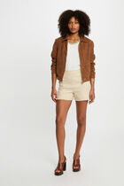 Suede jacket cognac brown women