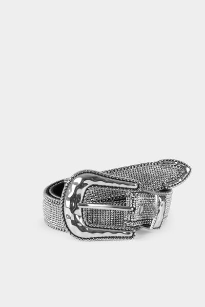 Belt with rhinestones silver ladies'