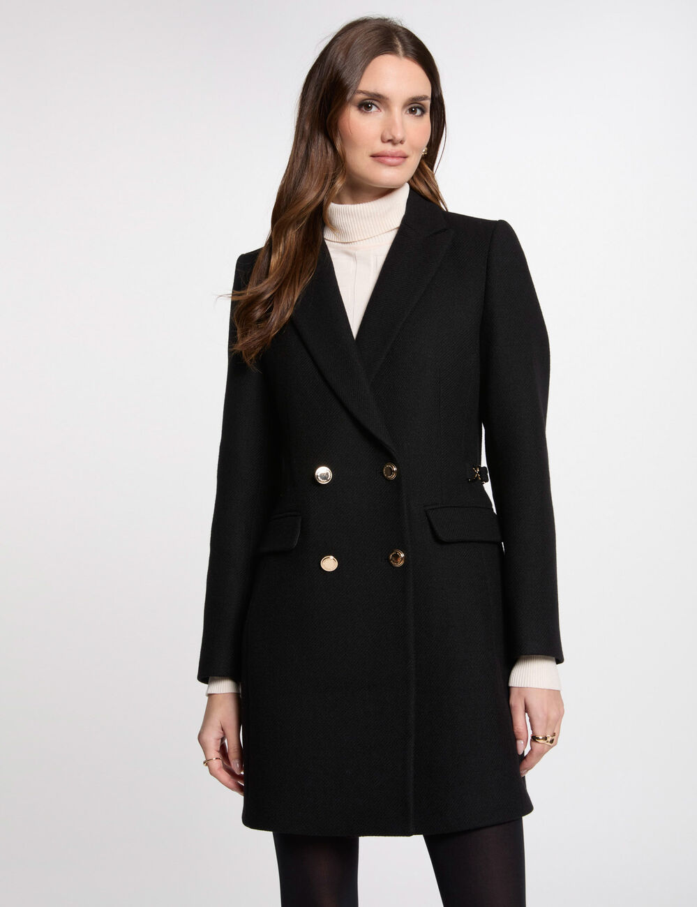 Double breasted coat black women