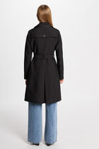 Belted long trenchcoat black women