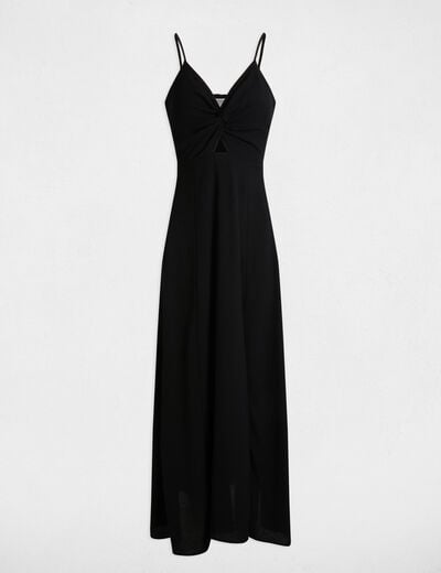 Straight maxi dress with slit black women