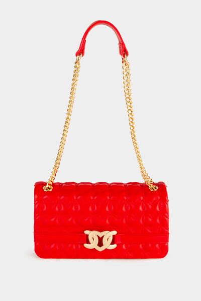 Quilted bag with ornament red ladies'