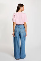 High-waisted wide-leg trousers denim stone women