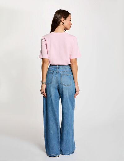 High-waisted wide-leg trousers denim stone women