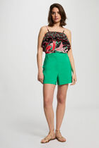 Loose shorts with buttons emerald green women