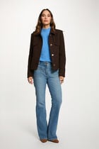 Short buttoned coat dark brown women