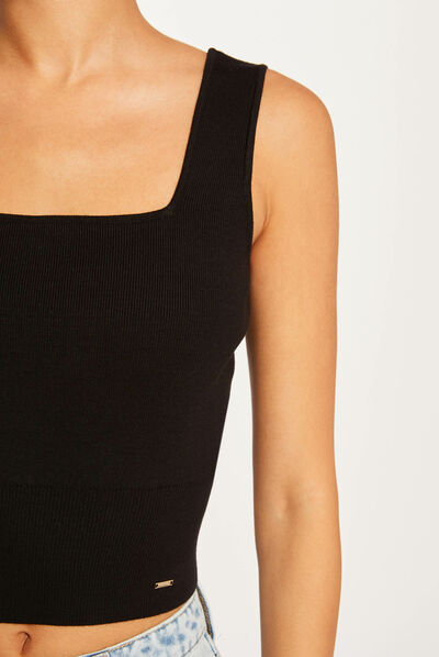 Jumper vest top wide straps black ladies'